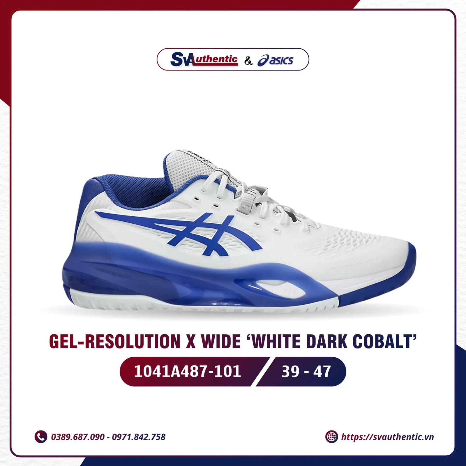 Giày Tennis Pickleball Asics Gel-Resolution X Wide White Dark Cobalt Chính Hãng (1041A487-101)
