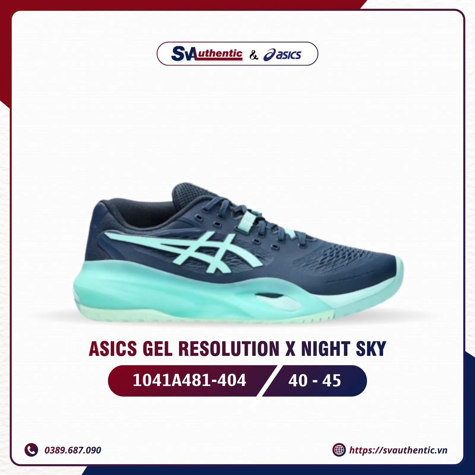 Giày Tennis Pickleball Nam ASICS Gel Resolution X Night Sky / Illuminate Mint (1041A481-404)
